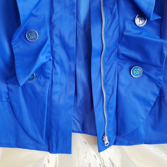 Blue Ruffled Satiny Finish Jacket - Picture 7 of 14
